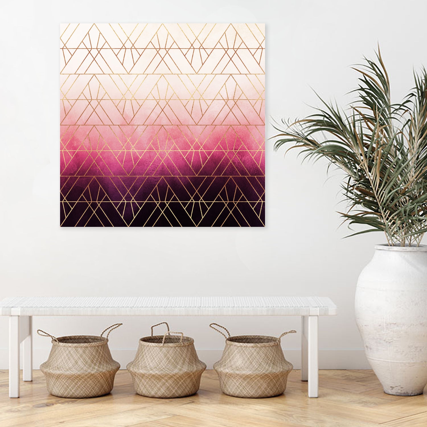 Pink Ombre Triangles by Elisabeth Fredriksson on GIANT ART - pink digital painting