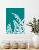 Banana Leaves on Teal by Daniela di Niro on GIANT ART - blue digital drawing