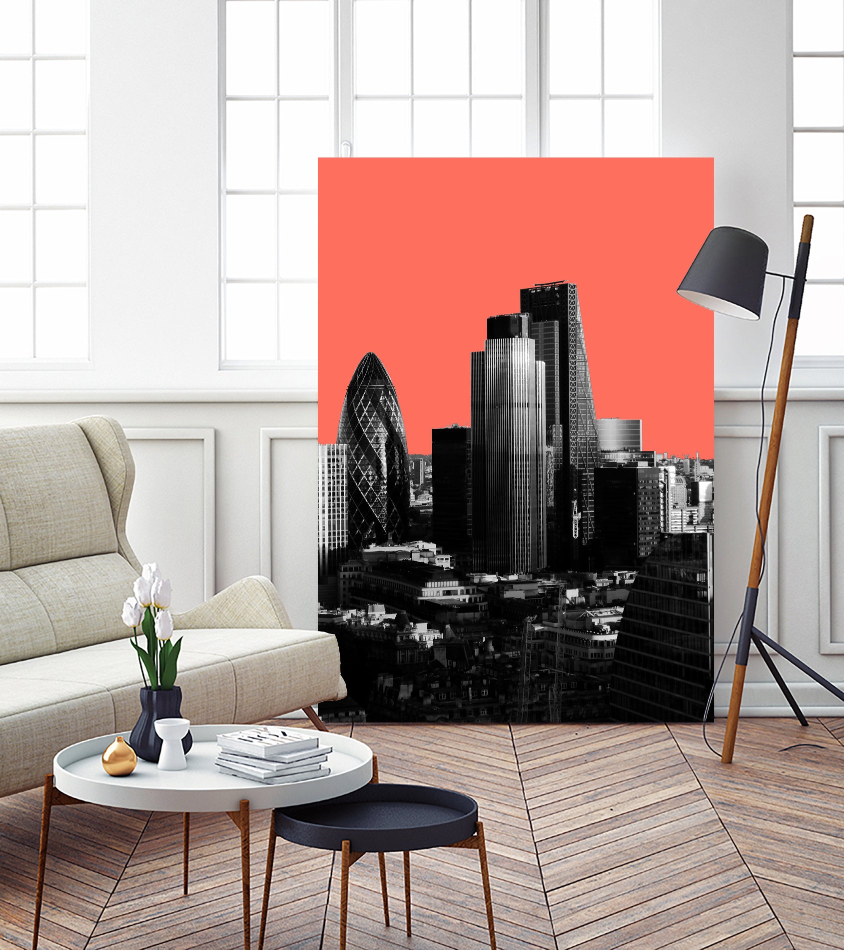 London Black and White by Laura Turner on GIANT ART - red digital painting