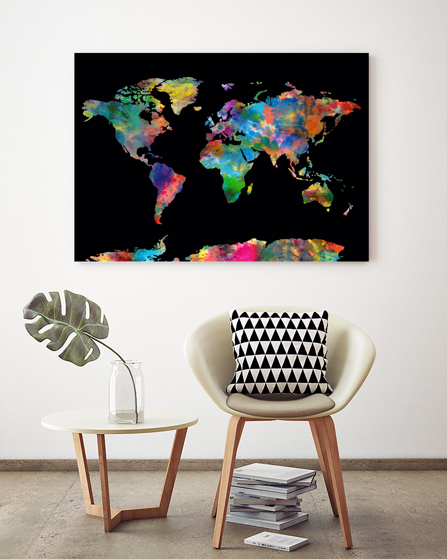 World map watercolor 5 by Bekim Mehovic on GIANT ART - black digital painting