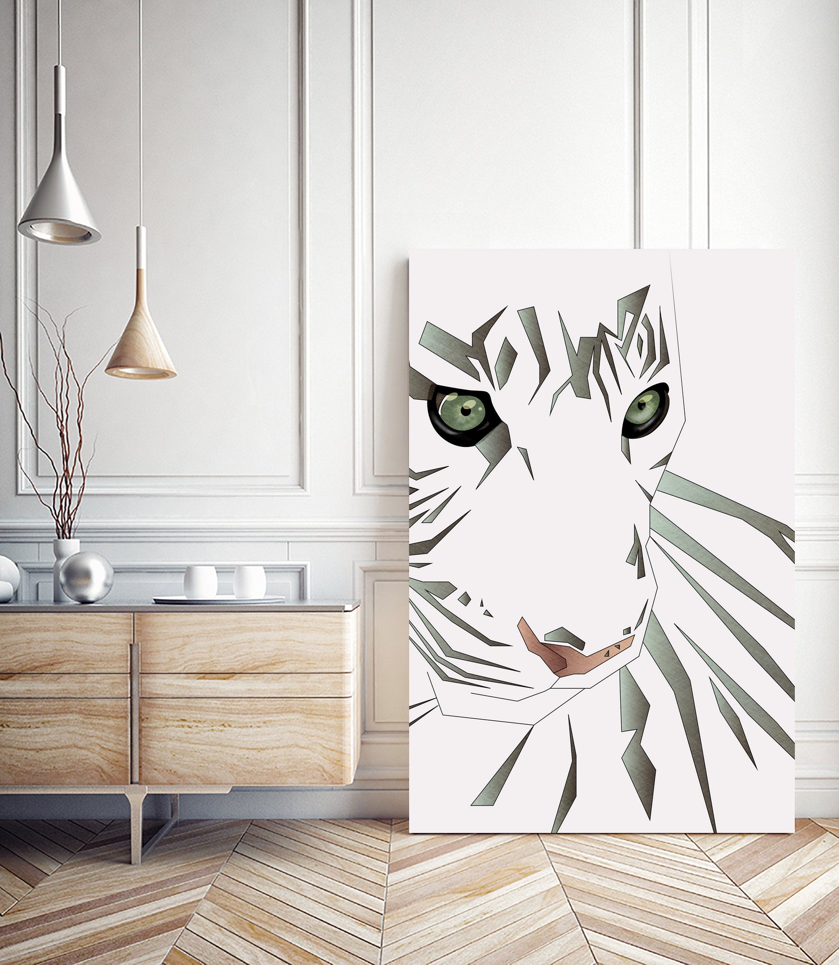 Tiger's Tranquility by Romina Lutz on GIANT ART - white digital painting