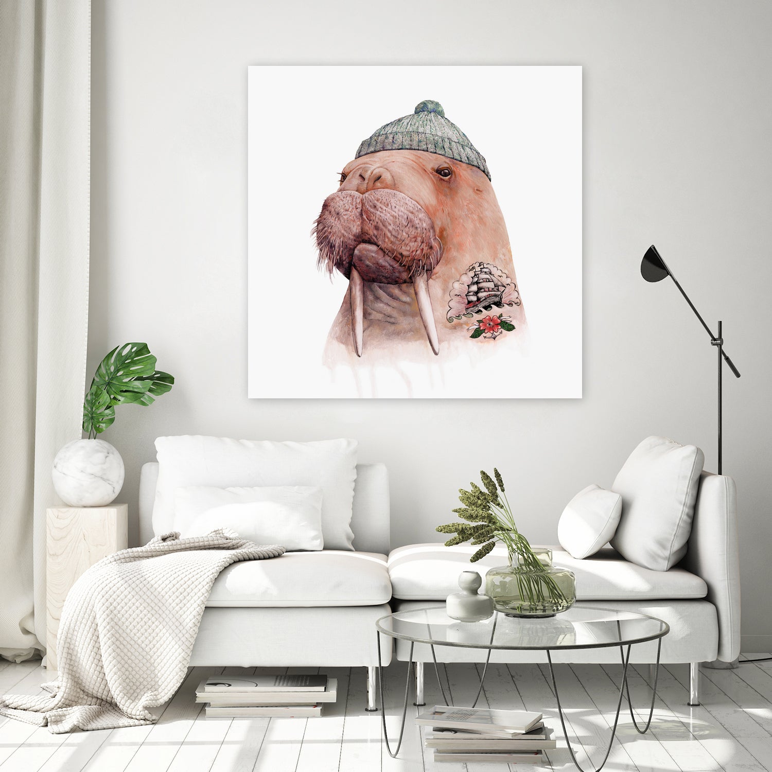 Tattooed Walrus by Tim McConnachie on GIANT ART - gray mixed media
