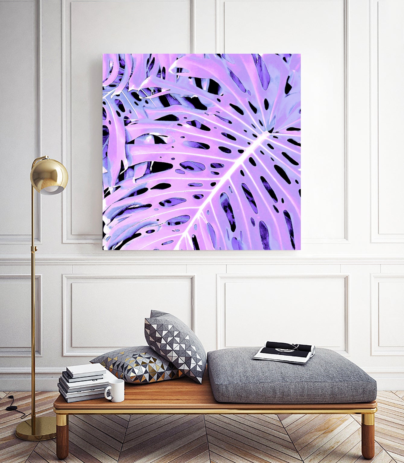 Lilac Monstera by Nina May on GIANT ART - fuchsia digital painting