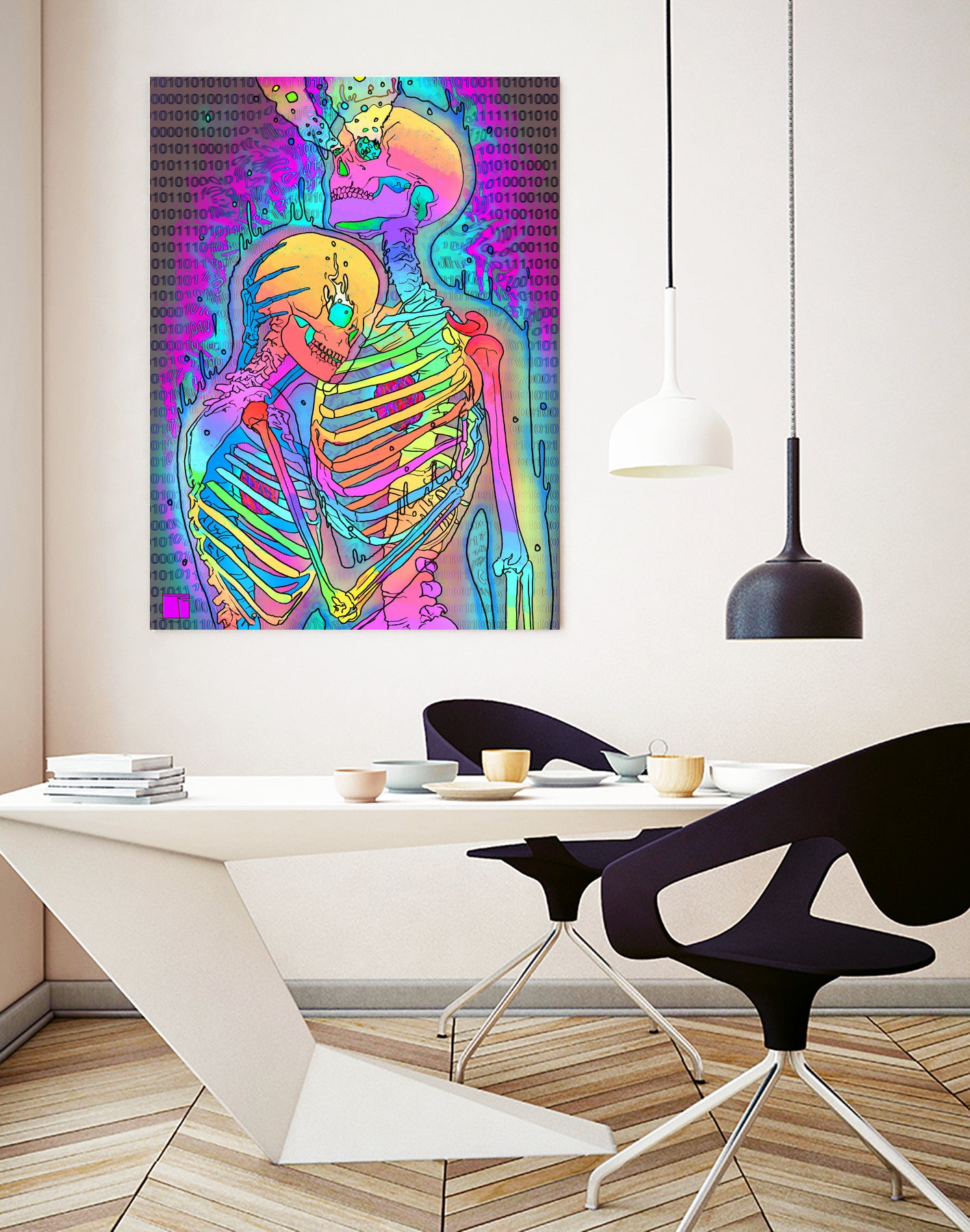 Skeleton Love 2 by Francois Martin Painchaud on GIANT ART - pink digital painting