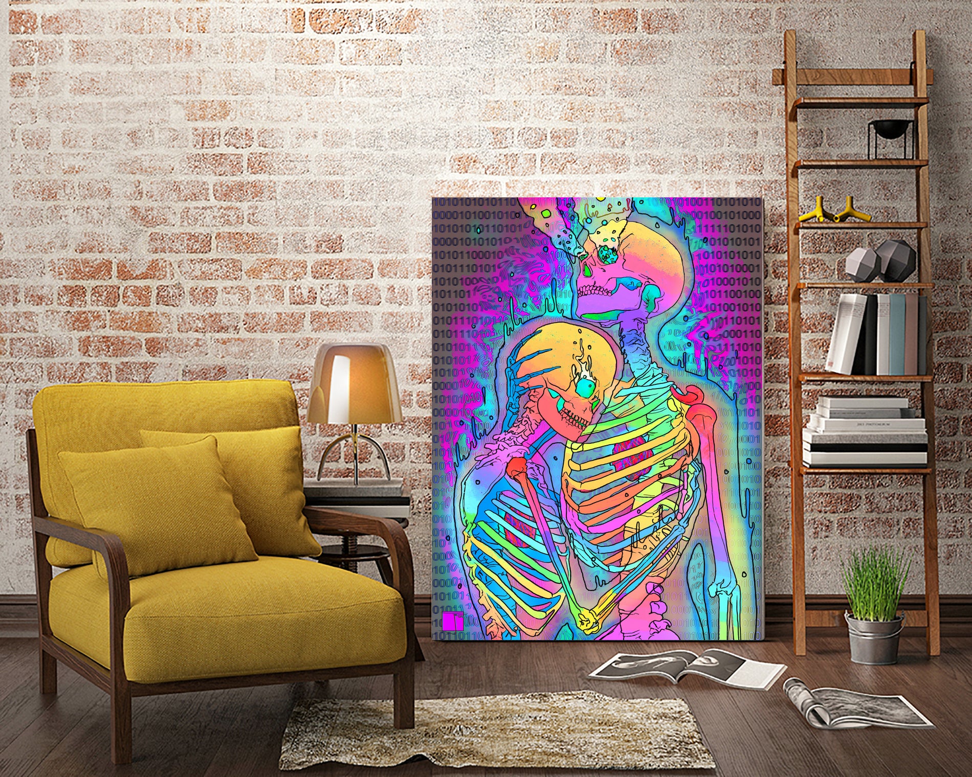 Skeleton Love 2 by Francois Martin Painchaud on GIANT ART - pink digital painting