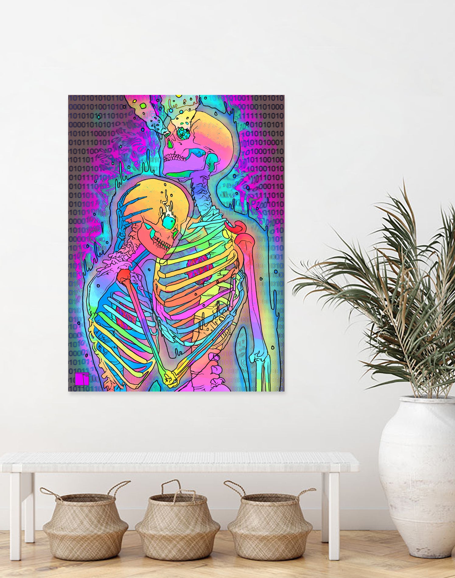 Skeleton Love 2 by Francois Martin Painchaud on GIANT ART - pink digital painting