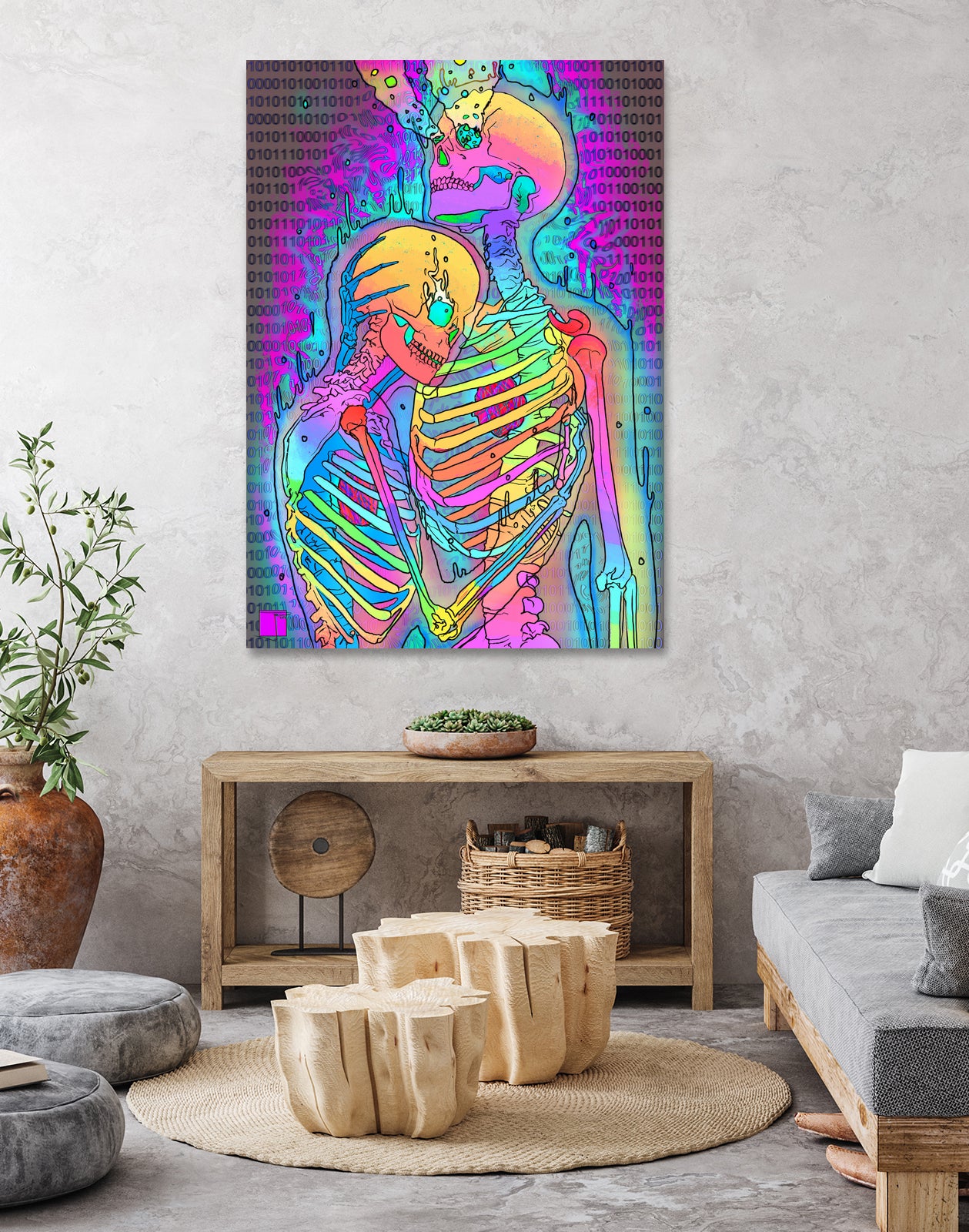 Skeleton Love 2 by Francois Martin Painchaud on GIANT ART - pink digital painting