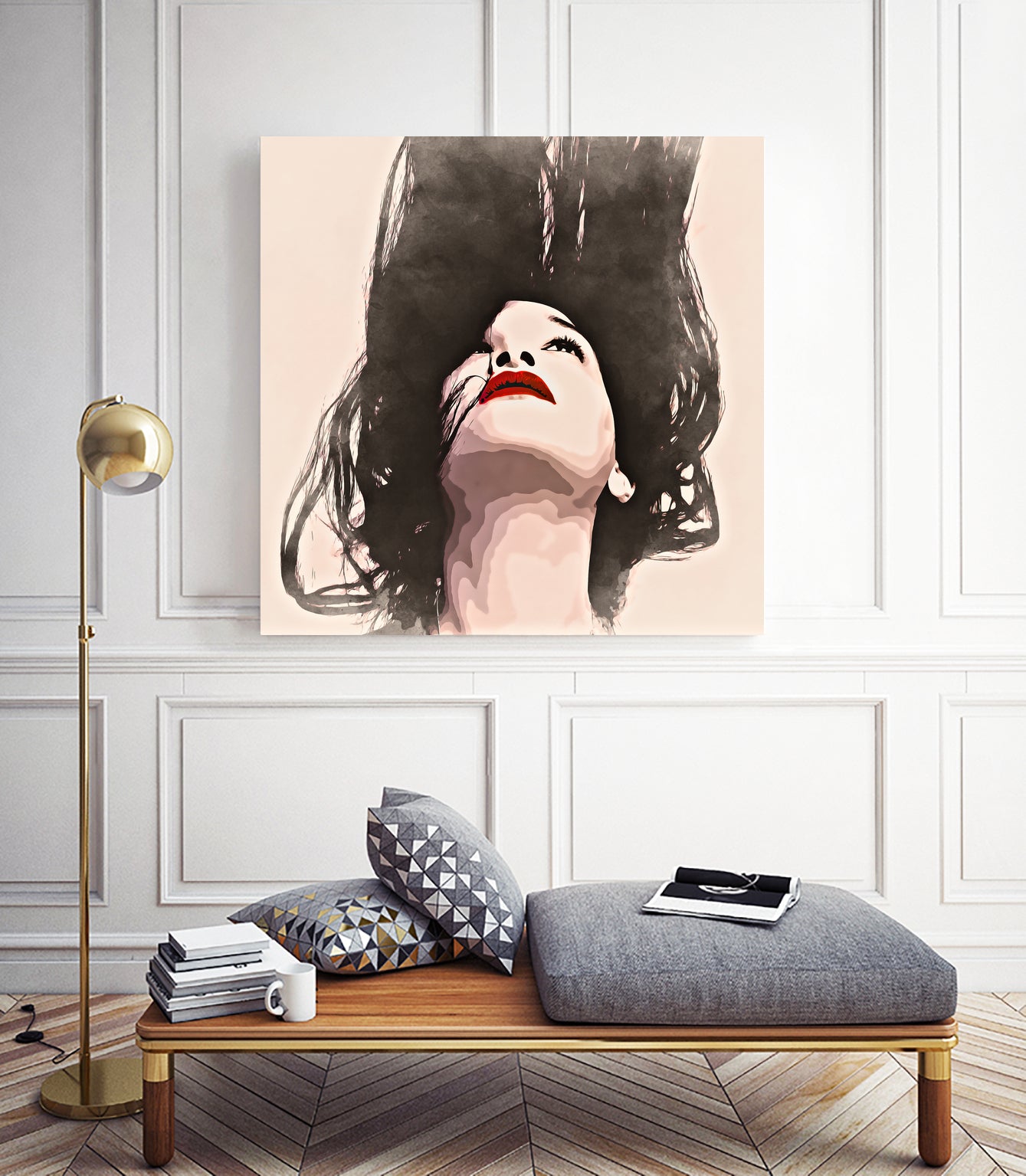 Woman upside down - painting in watercolor by CADET Pierre on GIANT ART - black digital painting