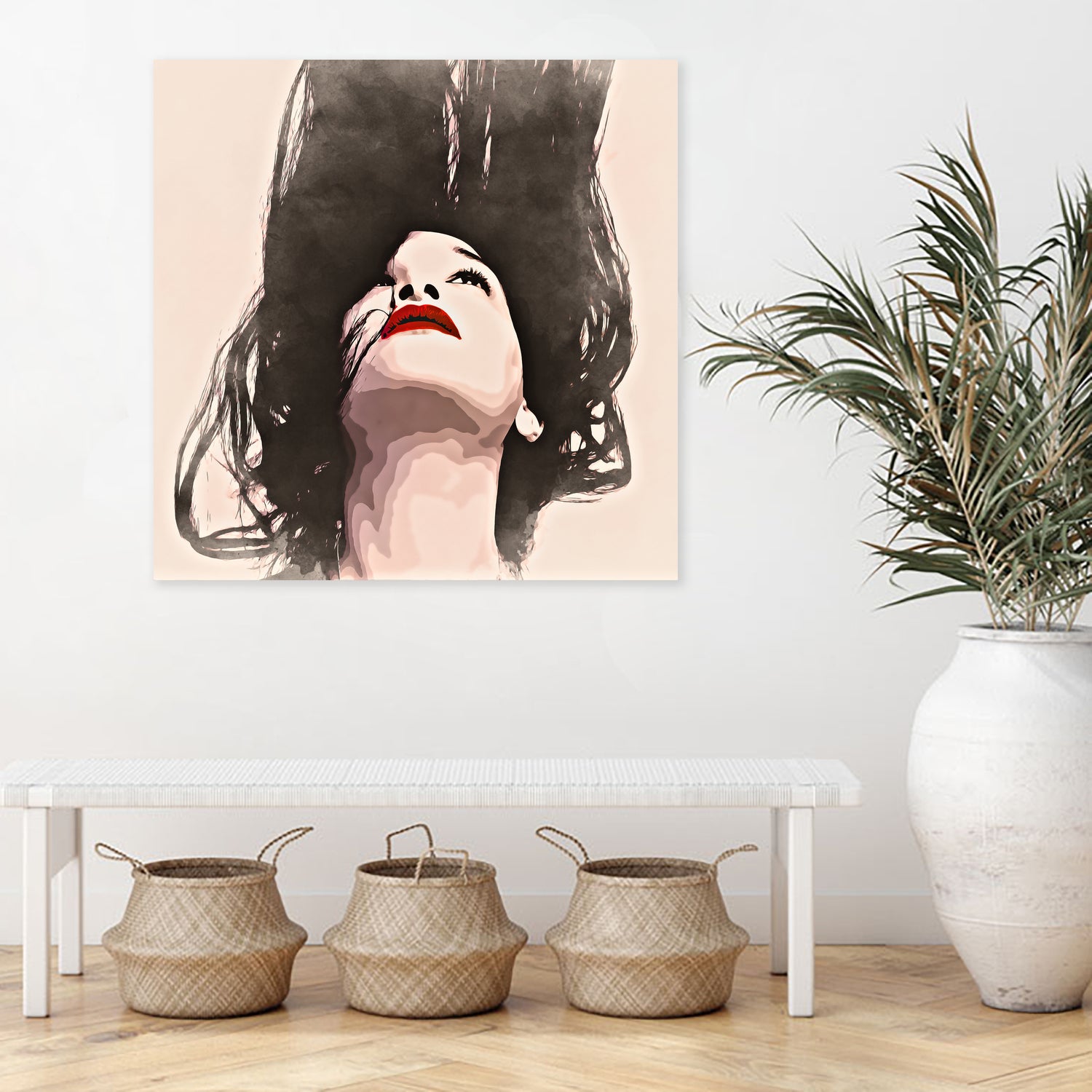 Woman upside down - painting in watercolor by CADET Pierre on GIANT ART - black digital painting