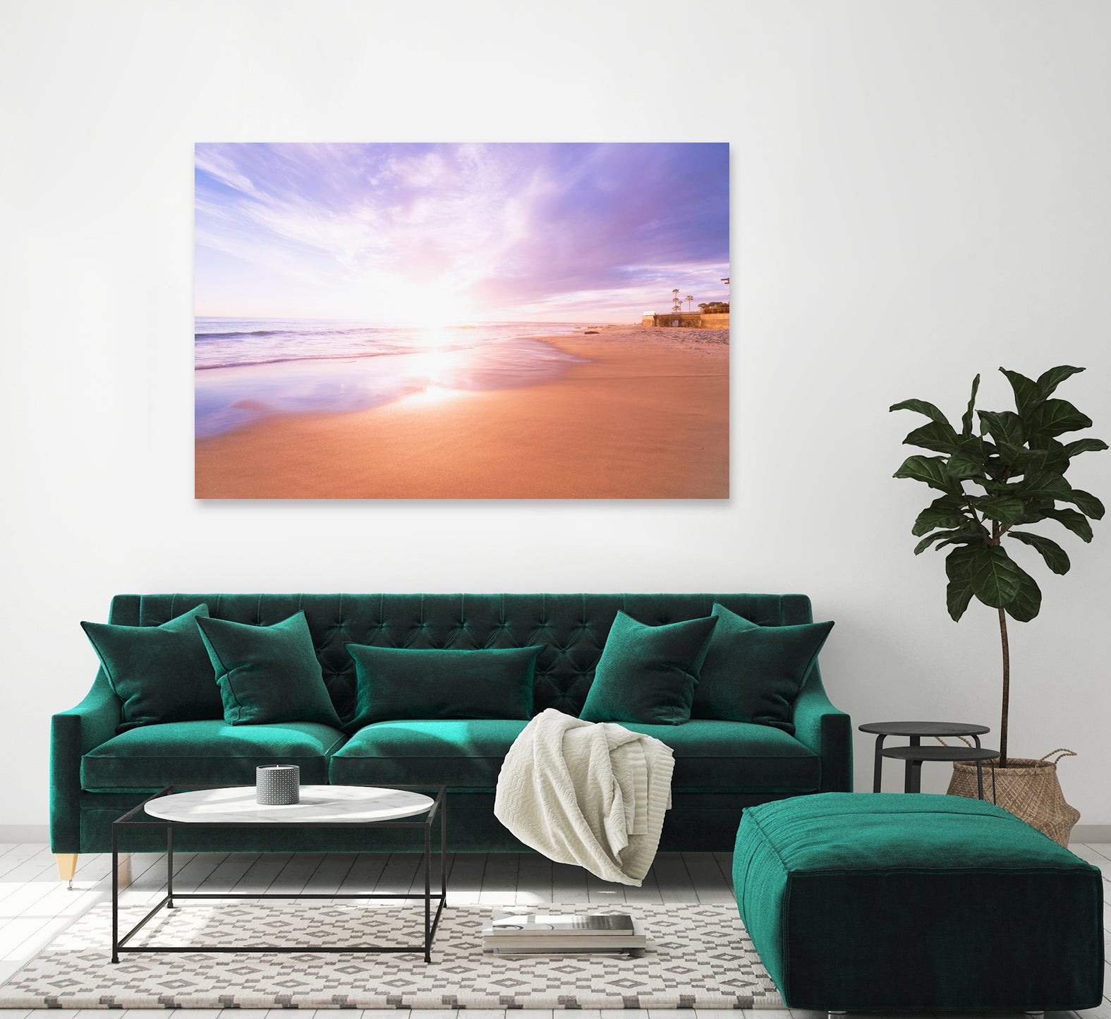 Sunset Beach Scene, Summertime, Pastel Sky by Petra Lang on GIANT ART - pink photo illustration