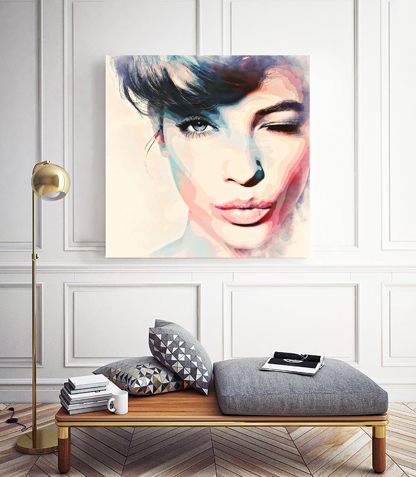 wink - painting watercolor by CADET Pierre on GIANT ART - blue digital painting