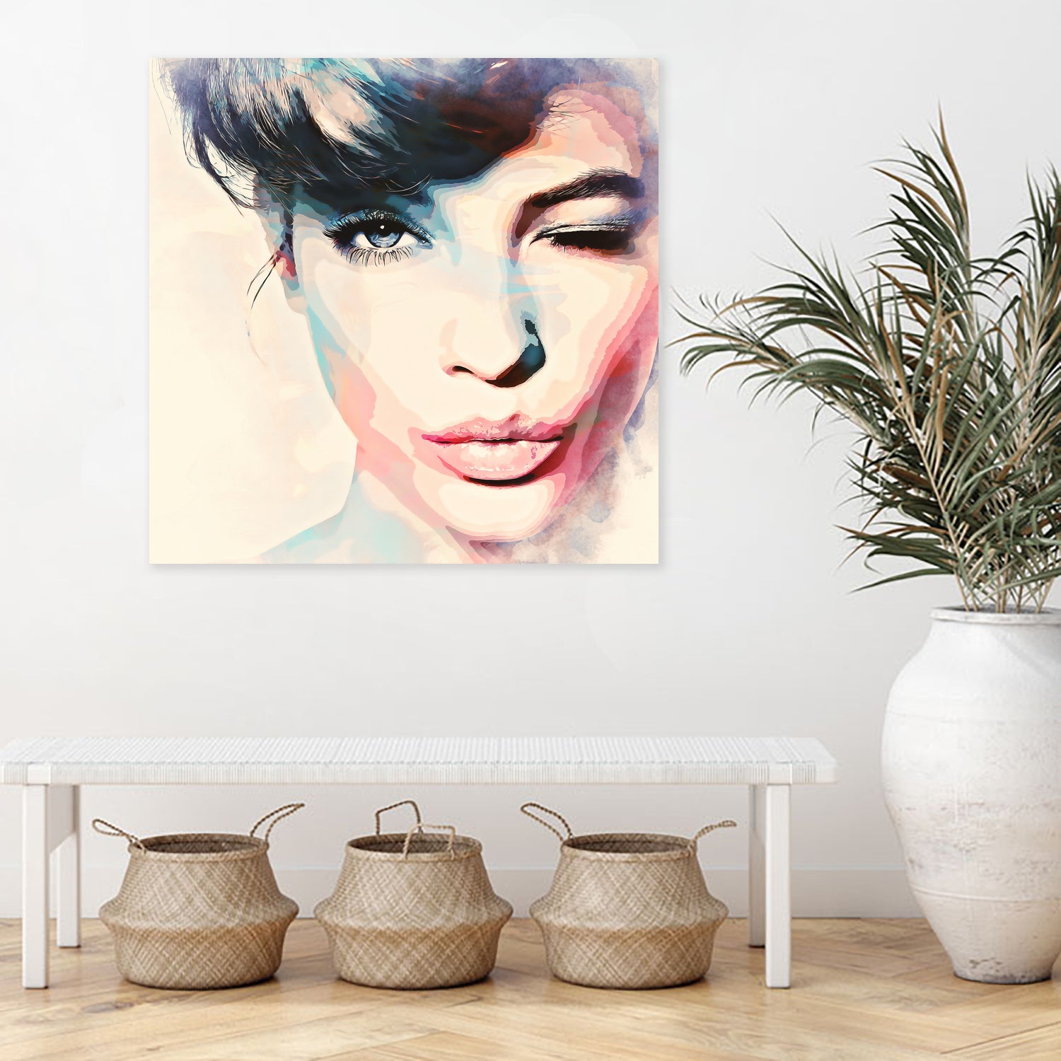 wink - painting watercolor by CADET Pierre on GIANT ART - blue digital painting