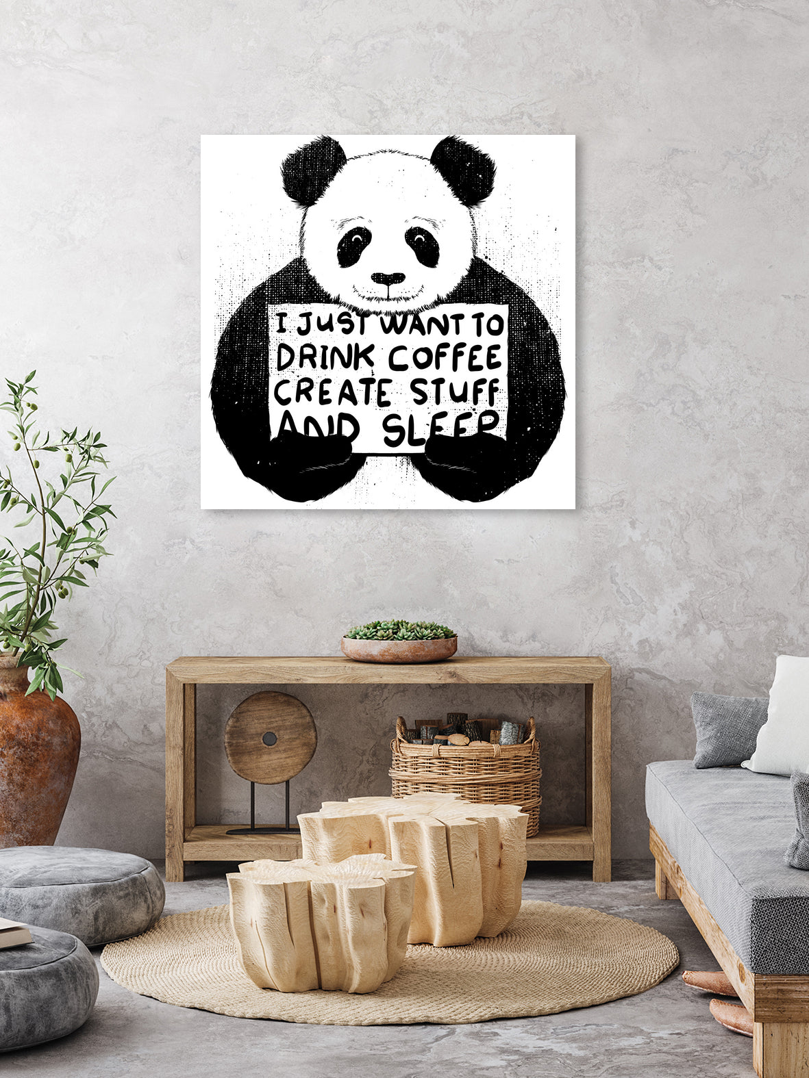 I Just Want to Drink Coffee Creates Stuff and Sleep by Tobias Fonseca on GIANT ART - white digital painting