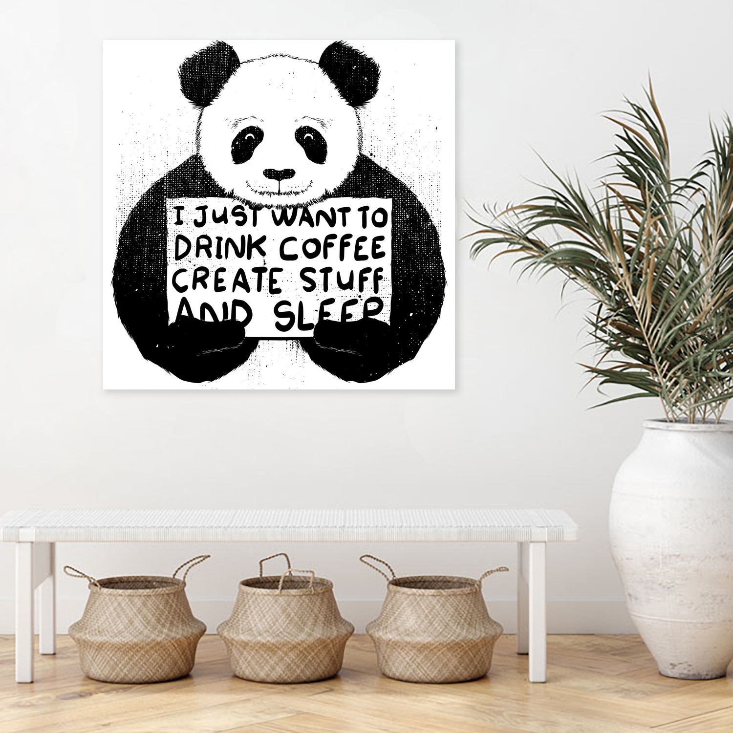 I Just Want to Drink Coffee Creates Stuff and Sleep by Tobias Fonseca on GIANT ART - white digital painting