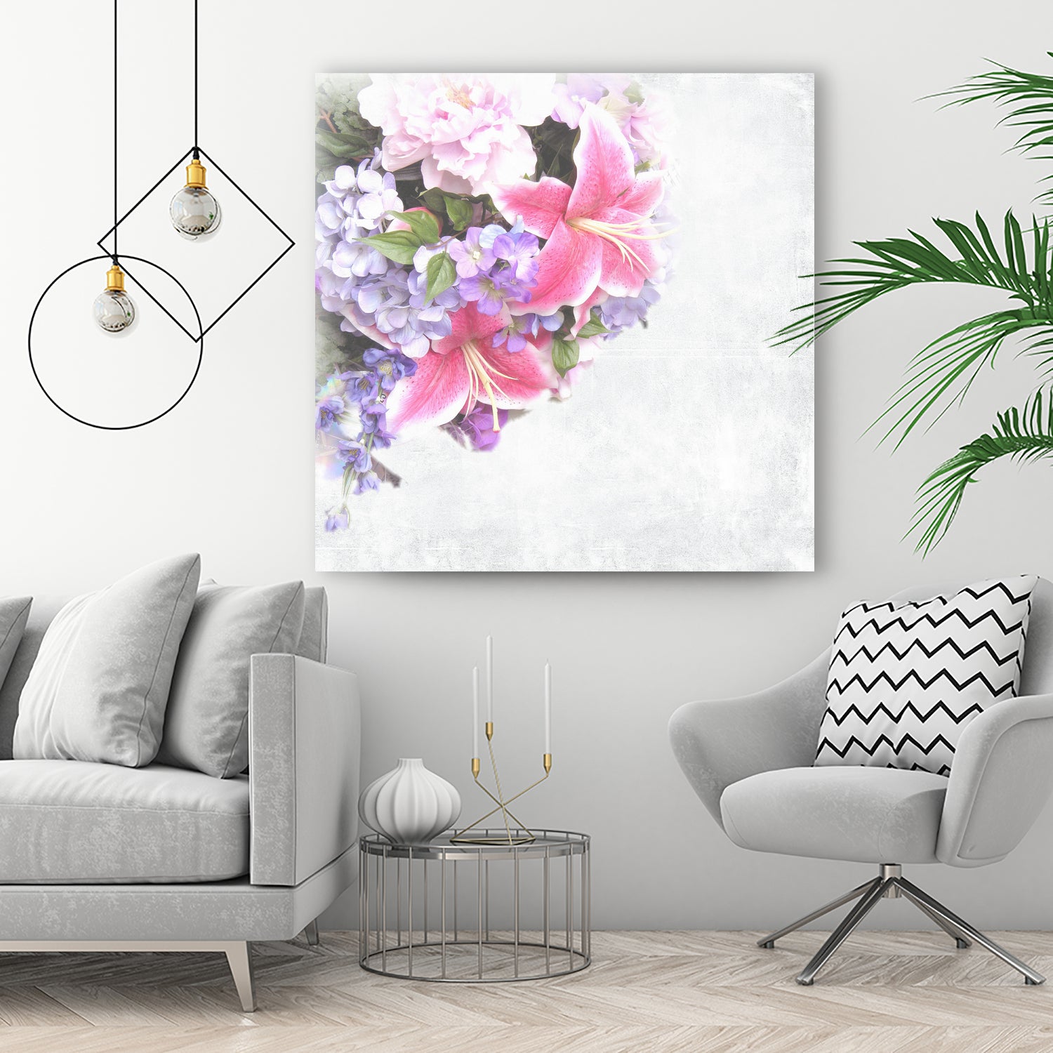 Vintage Flowers Lily by Sven Herkenrath on GIANT ART - pink mixed media