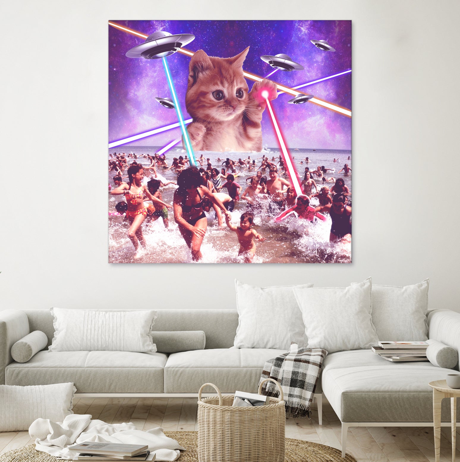 cat invader from space galaxy marsians by Damian Augustyniak on GIANT ART - white photo manipulation