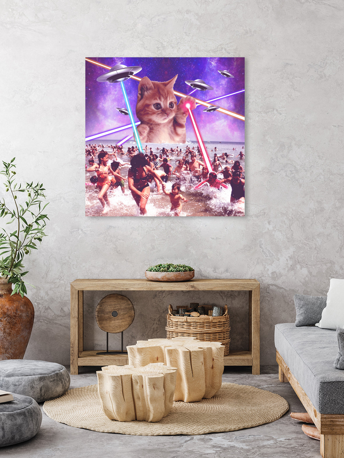 cat invader from space galaxy marsians by Damian Augustyniak on GIANT ART - white photo manipulation