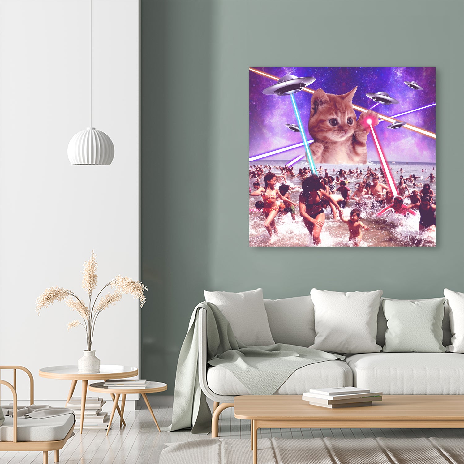 cat invader from space galaxy marsians by Damian Augustyniak on GIANT ART - white photo manipulation