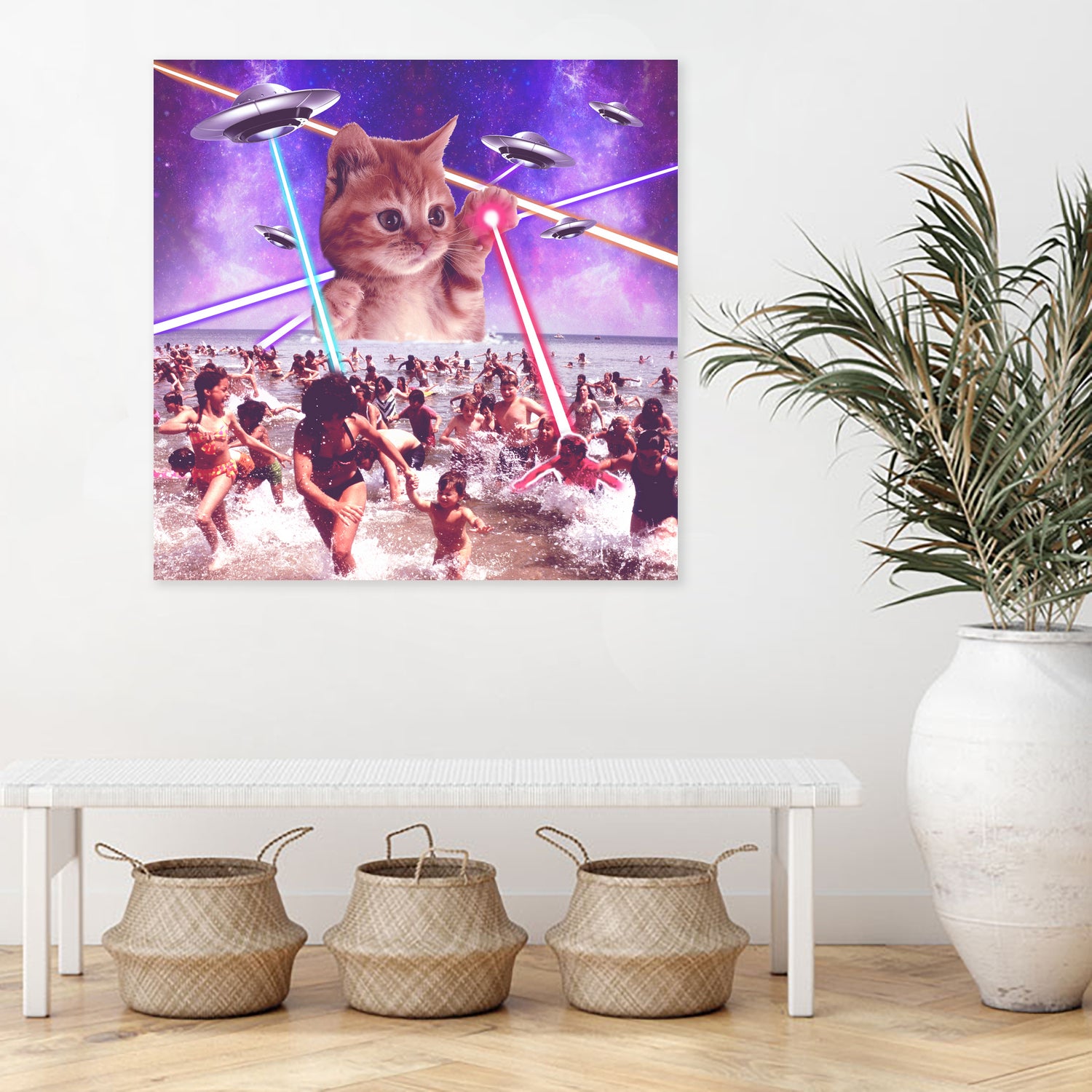 cat invader from space galaxy marsians by Damian Augustyniak on GIANT ART - white photo manipulation