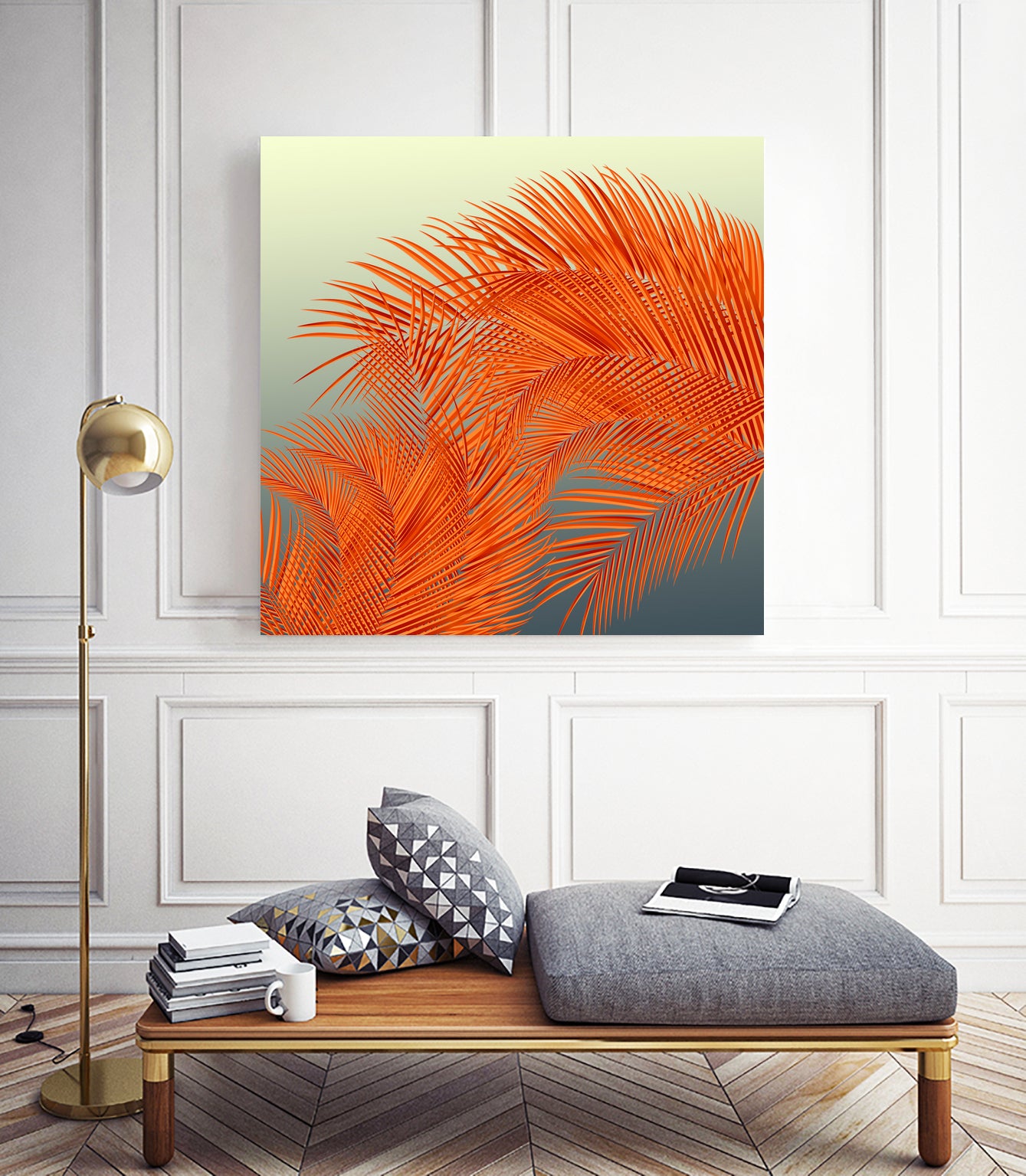 Summer Palm Leaves, Orange by Jiri Svetlik on GIANT ART - orange digital painting
