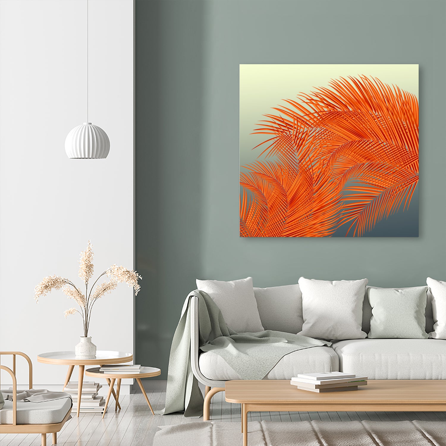 Summer Palm Leaves, Orange by Jiri Svetlik on GIANT ART - orange digital painting