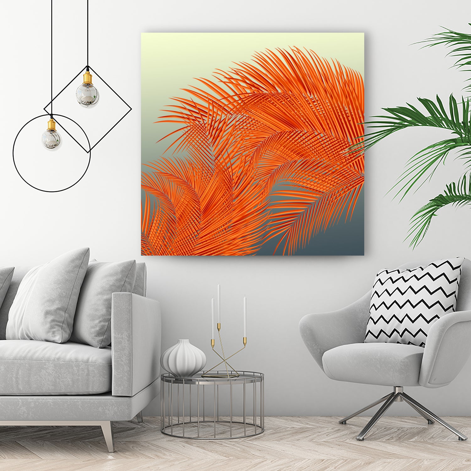 Summer Palm Leaves, Orange by Jiri Svetlik on GIANT ART - orange digital painting