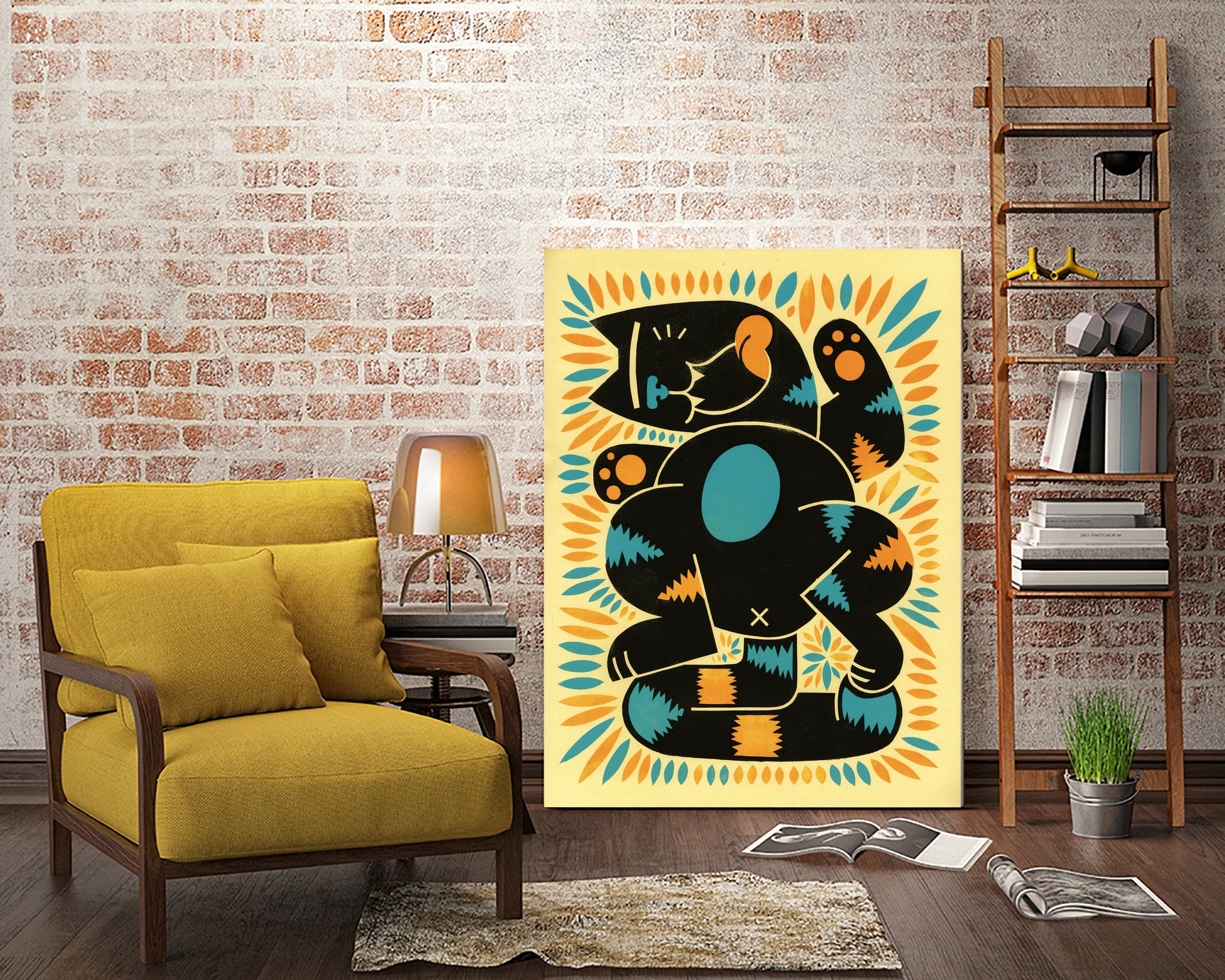 Catnip by Randy Steward on GIANT ART - yellow mixed media