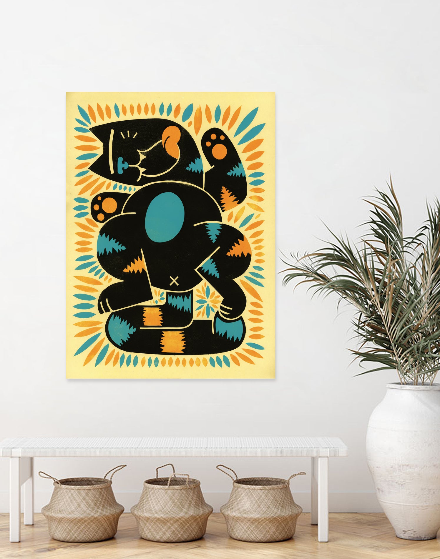 Catnip by Randy Steward on GIANT ART - yellow mixed media