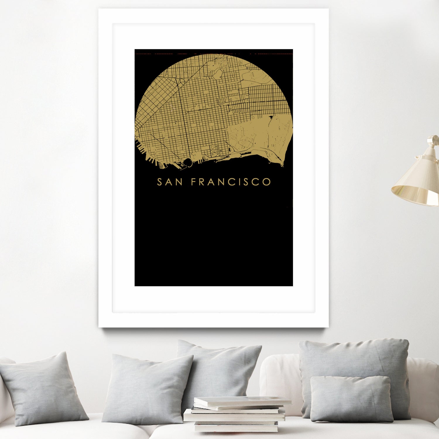San Francisco city map gold by Javier Ruiz on GIANT ART - brown digital drawing
