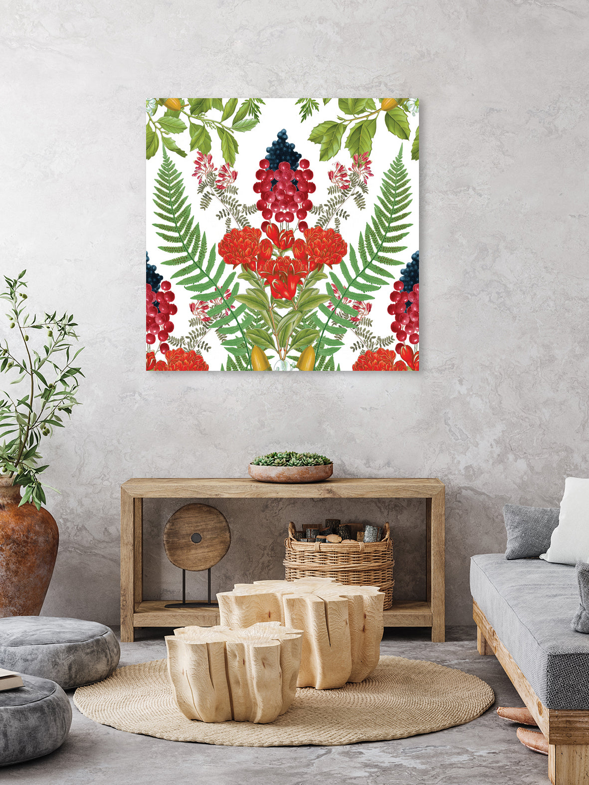 Floral I by Sixto-Juan Zavala on GIANT ART - red mixed media