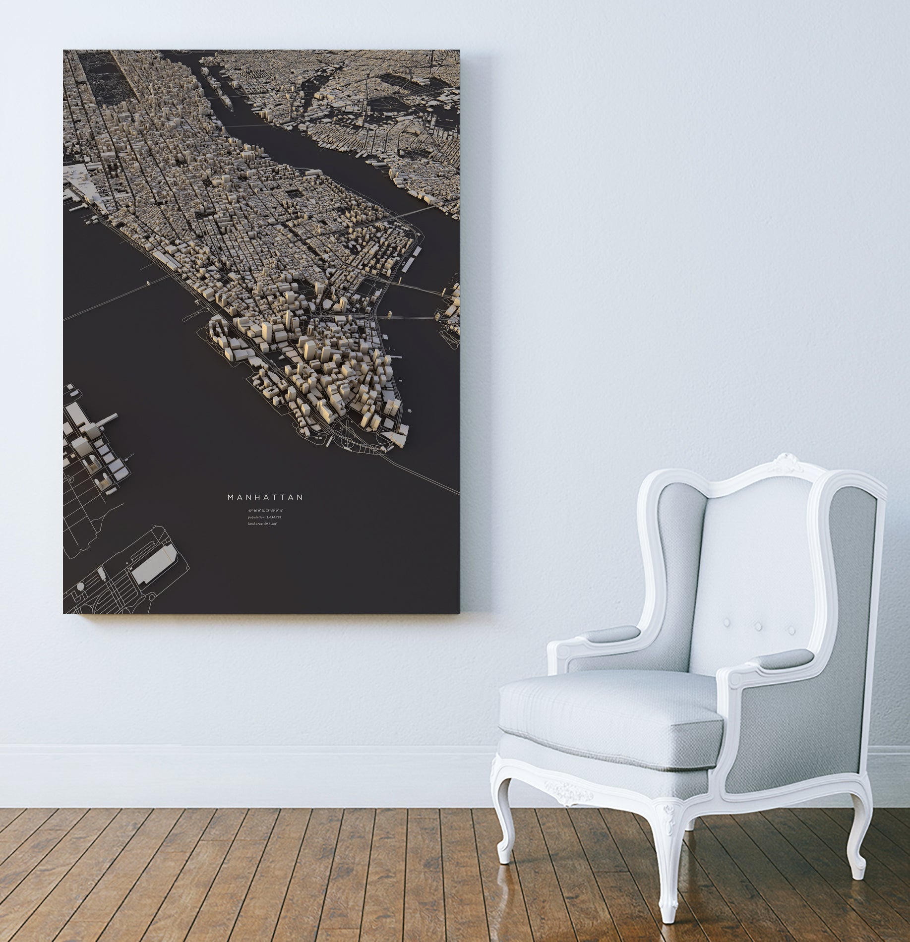 Manhattan City Map II by Luis Dilger on GIANT ART - 3d art