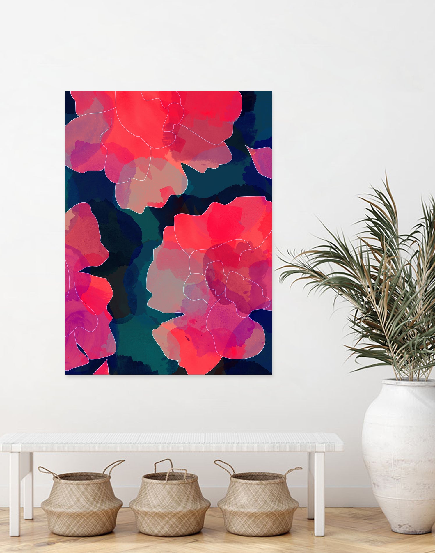 Blushing Flowers- Purple by Rebecca Allen on GIANT ART - fuchsia digital painting