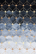 Blue hexagons and diamonds by Elisabeth Fredriksson on GIANT ART - blue digital painting