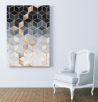 Soft Blue Gradient Cubes by Elisabeth Fredriksson on GIANT ART - blue digital painting