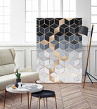 Soft Blue Gradient Cubes by Elisabeth Fredriksson on GIANT ART - blue digital painting