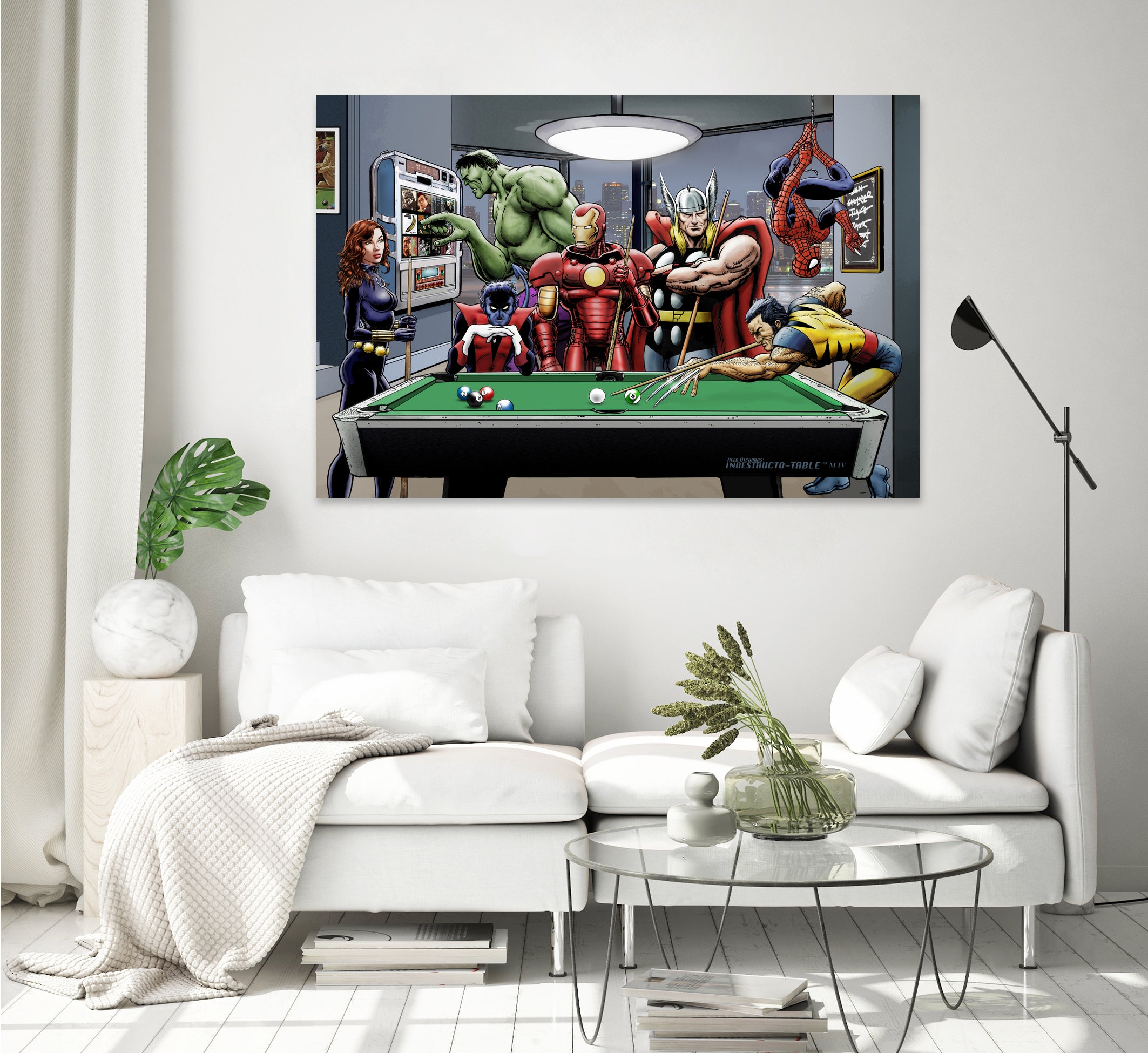 Afterhours: Marvel Superheroes Relax Playing Pool by Dan Avenell on GIANT ART - green digital painting