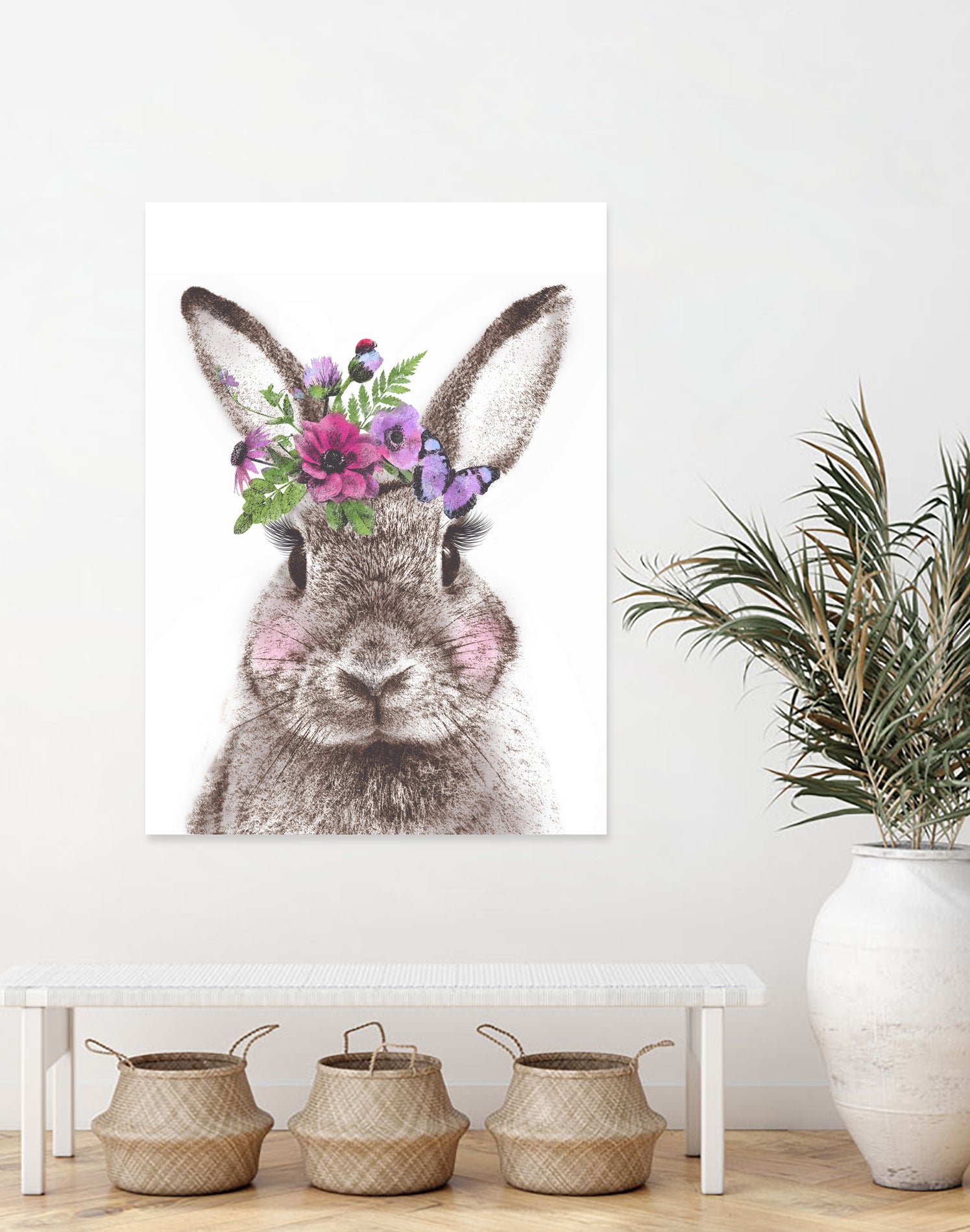 Bunny with flowers by Two Lips on GIANT ART - brown digital drawing