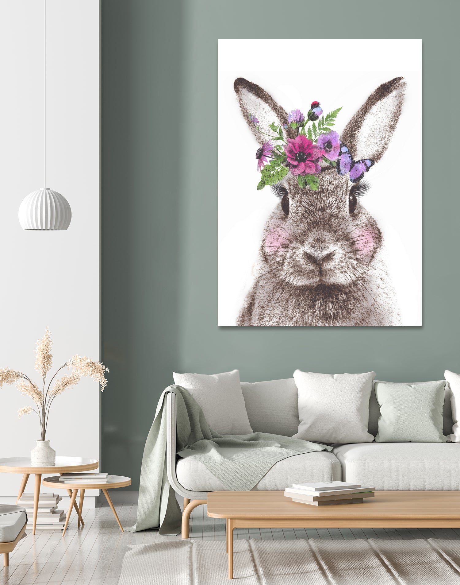 Bunny with flowers by Two Lips on GIANT ART - brown digital drawing