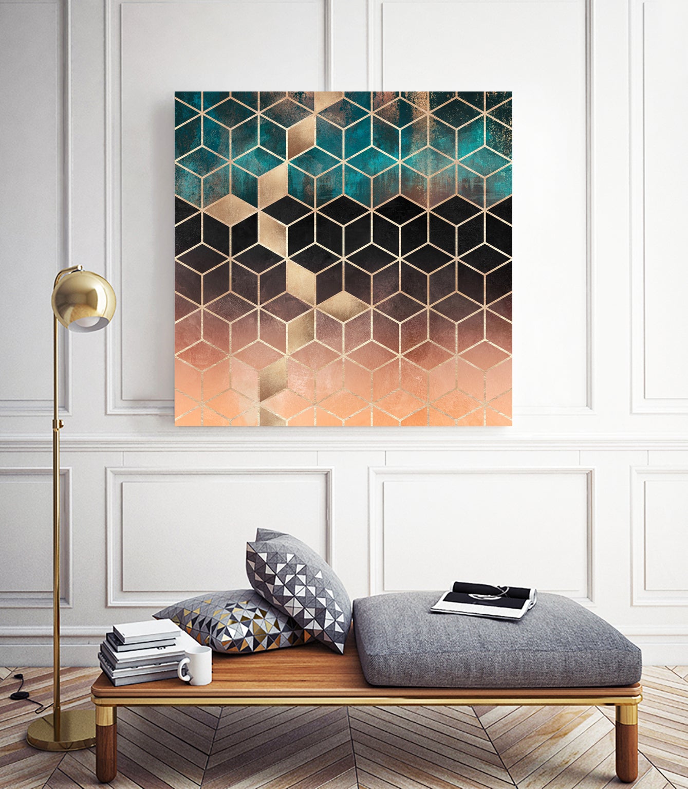 Ombre Dream Cubes by Elisabeth Fredriksson on GIANT ART - orange digital painting
