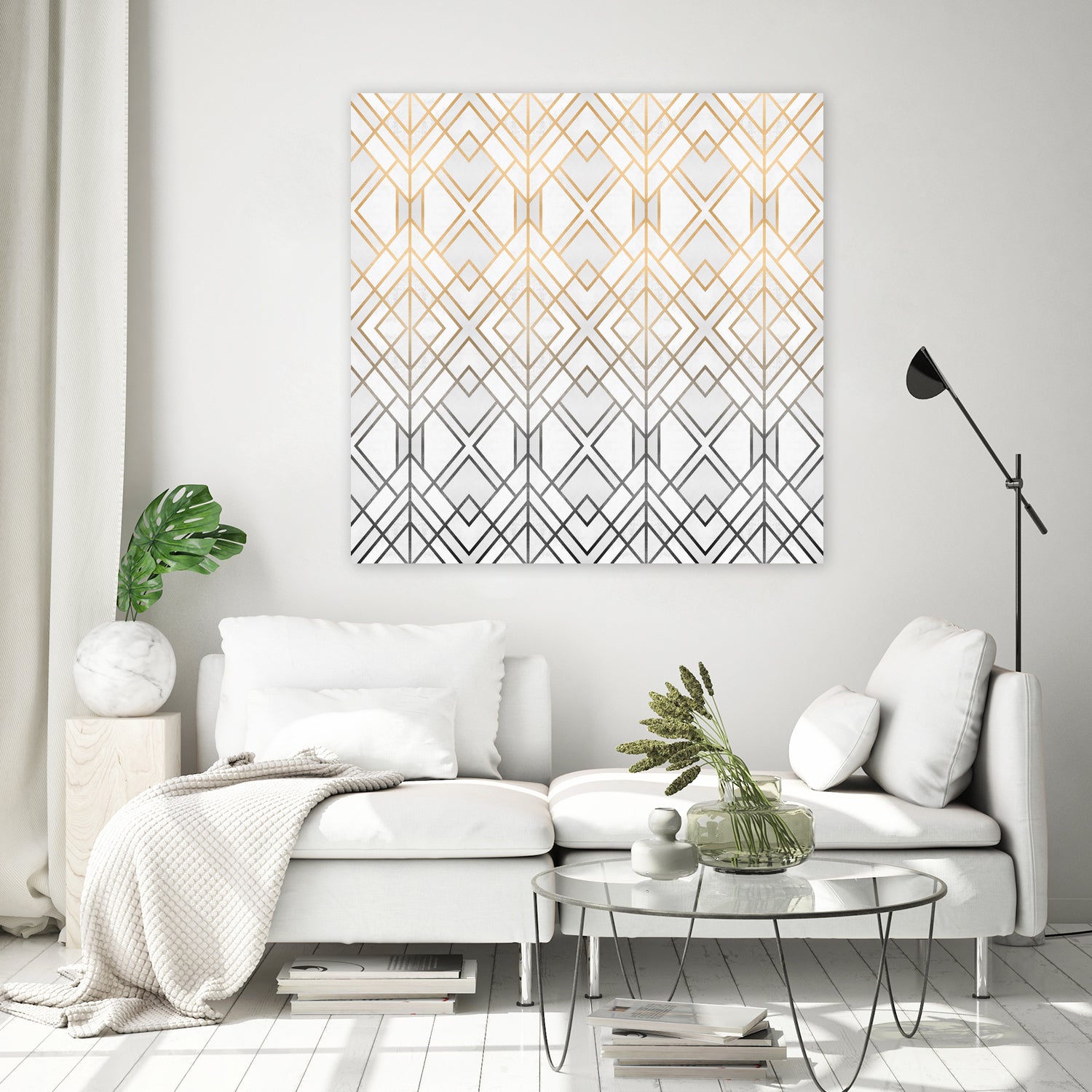 Gold And Grey Geo by Elisabeth Fredriksson on GIANT ART - white digital painting