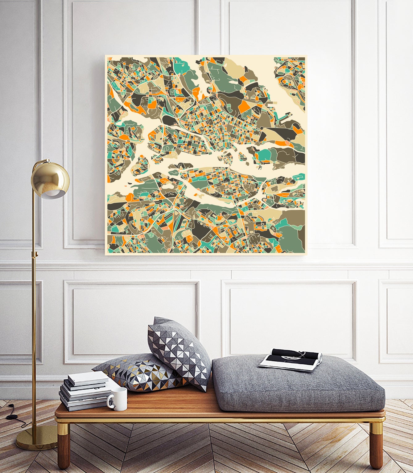 Stockholm Map by Jazzberry Blue on GIANT ART - pink vector illustration