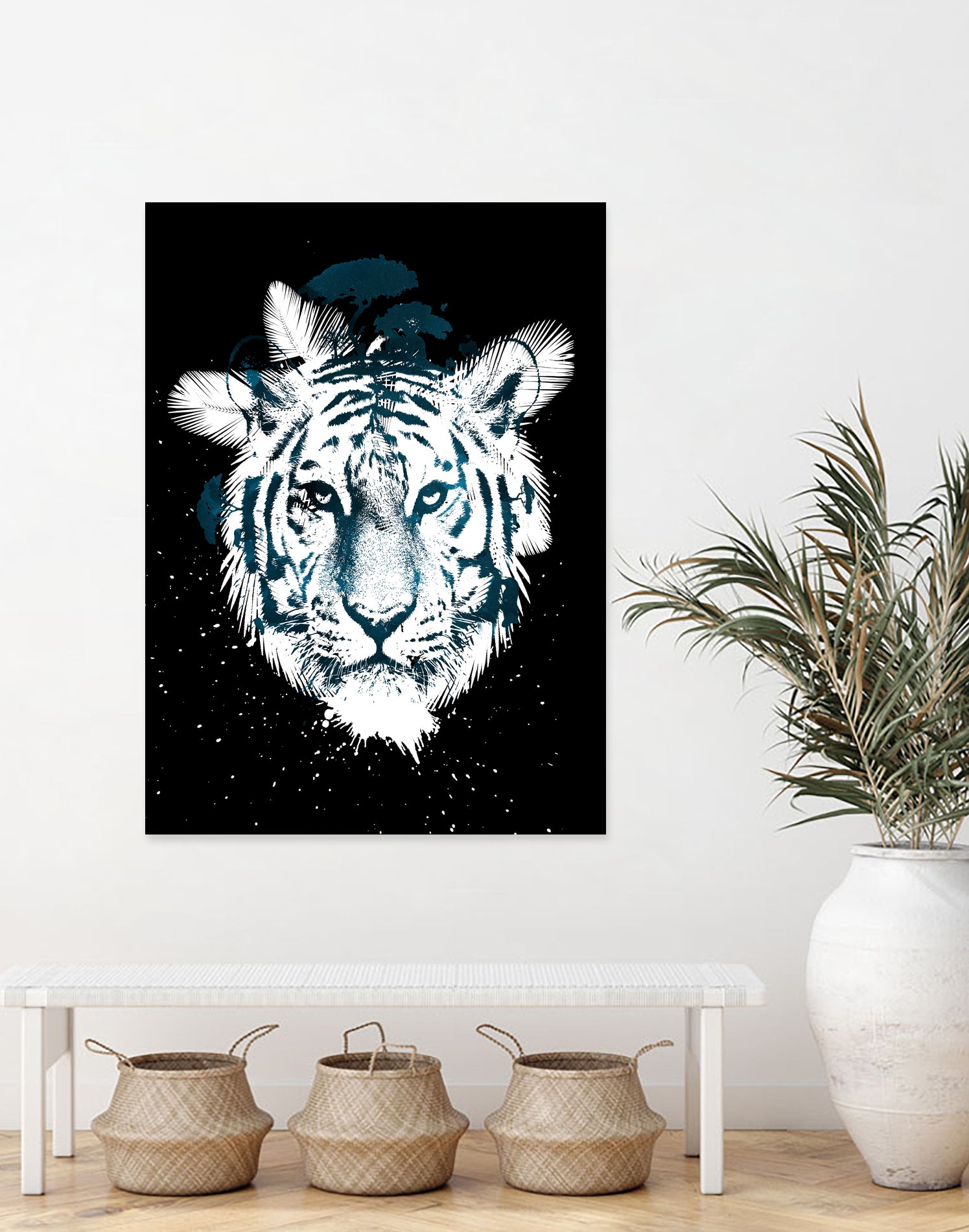 white tiger by Robert Farkas on GIANT ART - blue digital painting