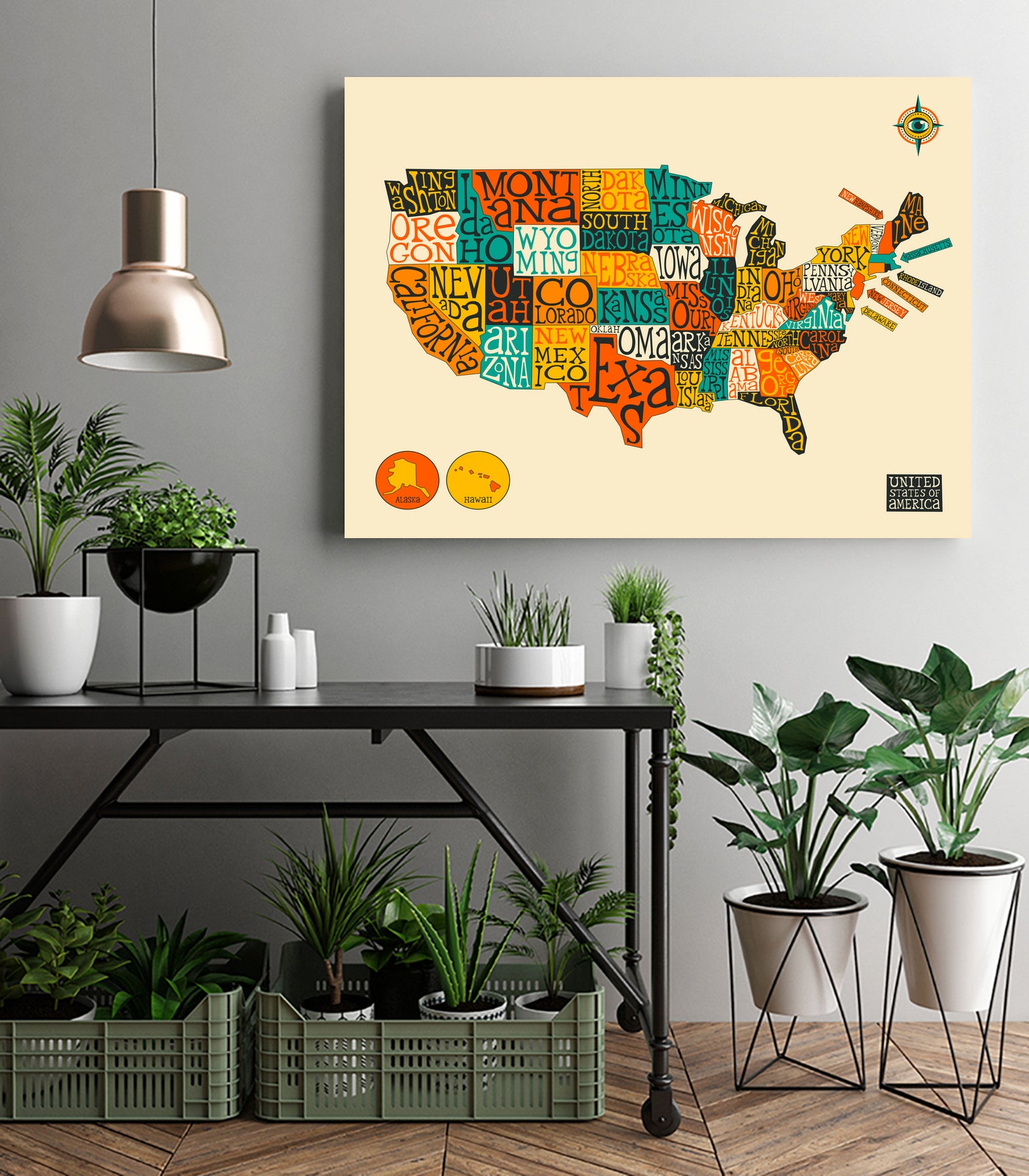 United States Map by Jazzberry Blue on GIANT ART - white vector illustration