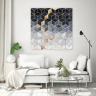Soft Blue Gradient Cubes by Elisabeth Fredriksson on GIANT ART - blue digital painting
