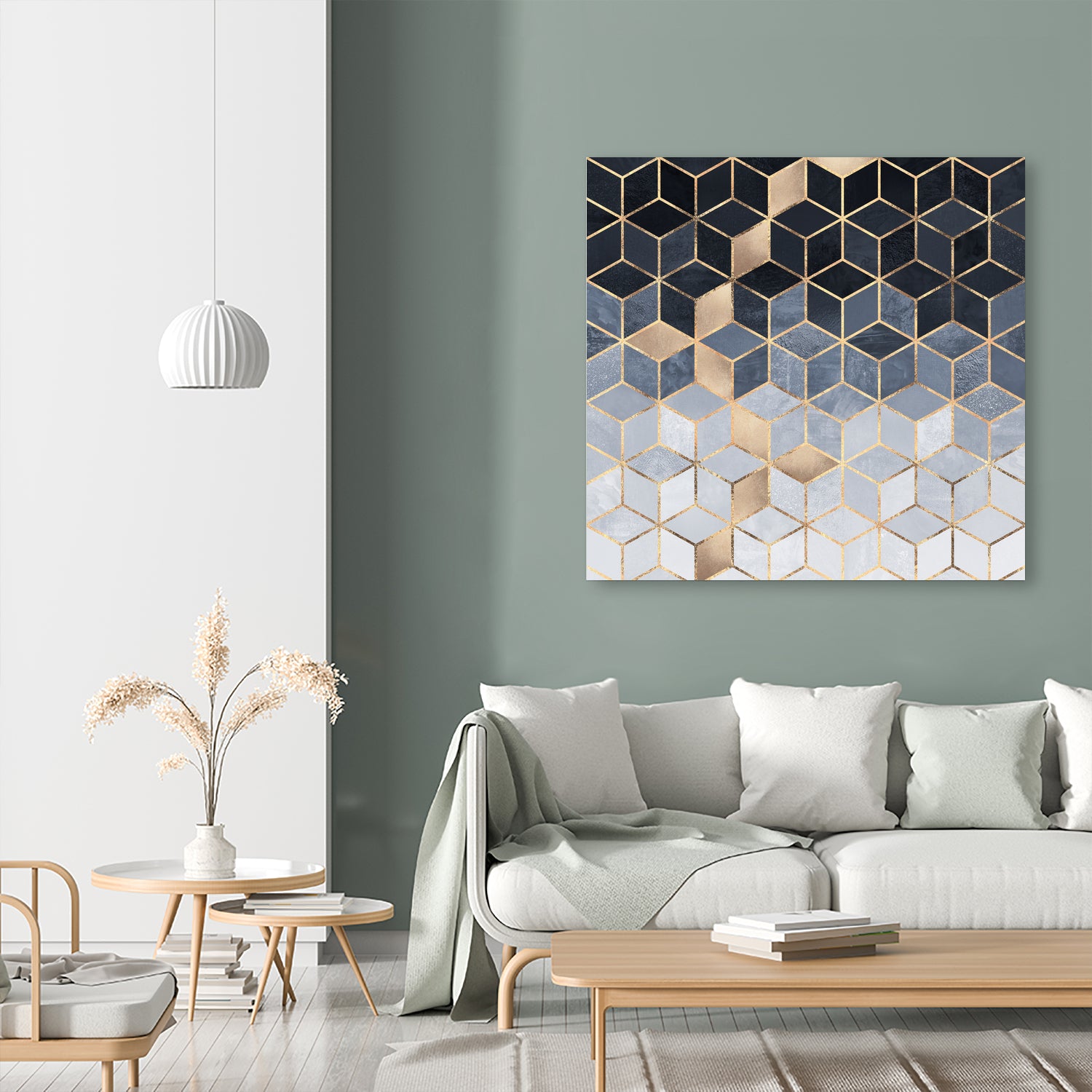 Soft Blue Gradient Cubes by Elisabeth Fredriksson on GIANT ART - blue digital painting