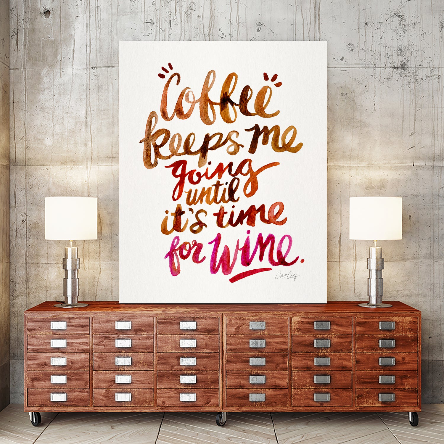 Coffee Keeps Me Going by Cat Coquillette on GIANT ART - brown typography