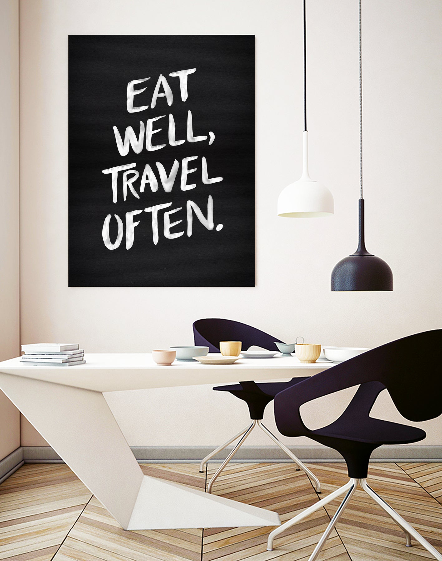 Eat Well, Travel Often (Black) by Cat Coquillette on GIANT ART - black typography