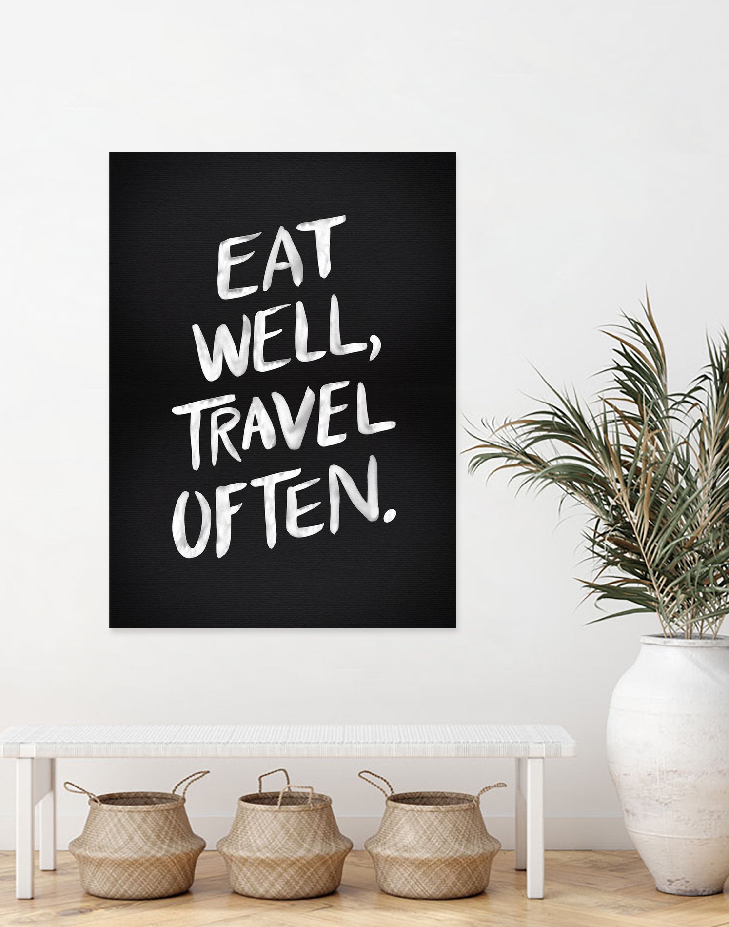 Eat Well, Travel Often (Black) by Cat Coquillette on GIANT ART - black typography