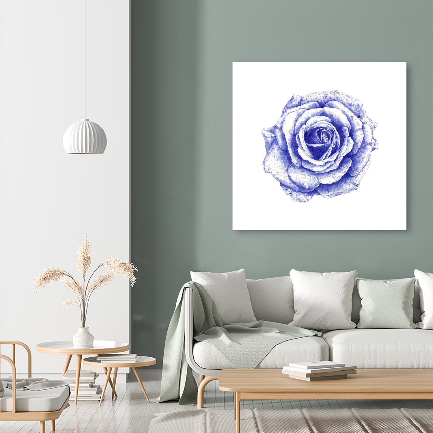 Ballpoint Blue Rose by Ronny Petrus Johannes Kools on GIANT ART - blue mixed media