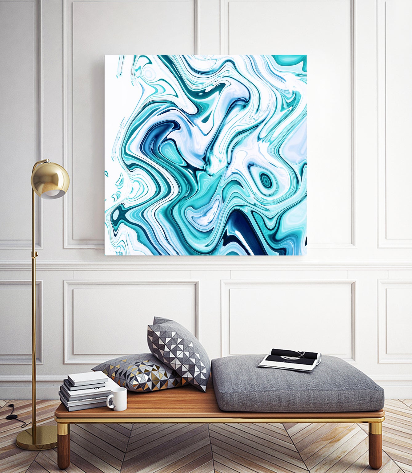 Liquid Marble - Aqua & Blues by Dominique Van Roey on GIANT ART - blue photo manipulation
